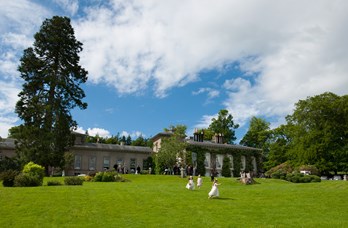 Wedding Guests Outside at Thainstone House