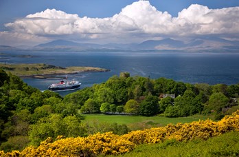 View of Ferry from Battleship Hill near Oban Bay Hotel